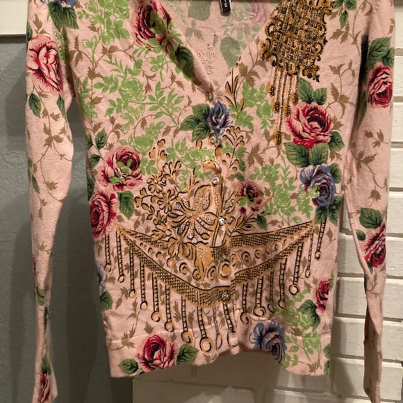 Anthropologie Sweaters - Charolette tarantola Chain Rose Pink Sequin Diamond Cardigan